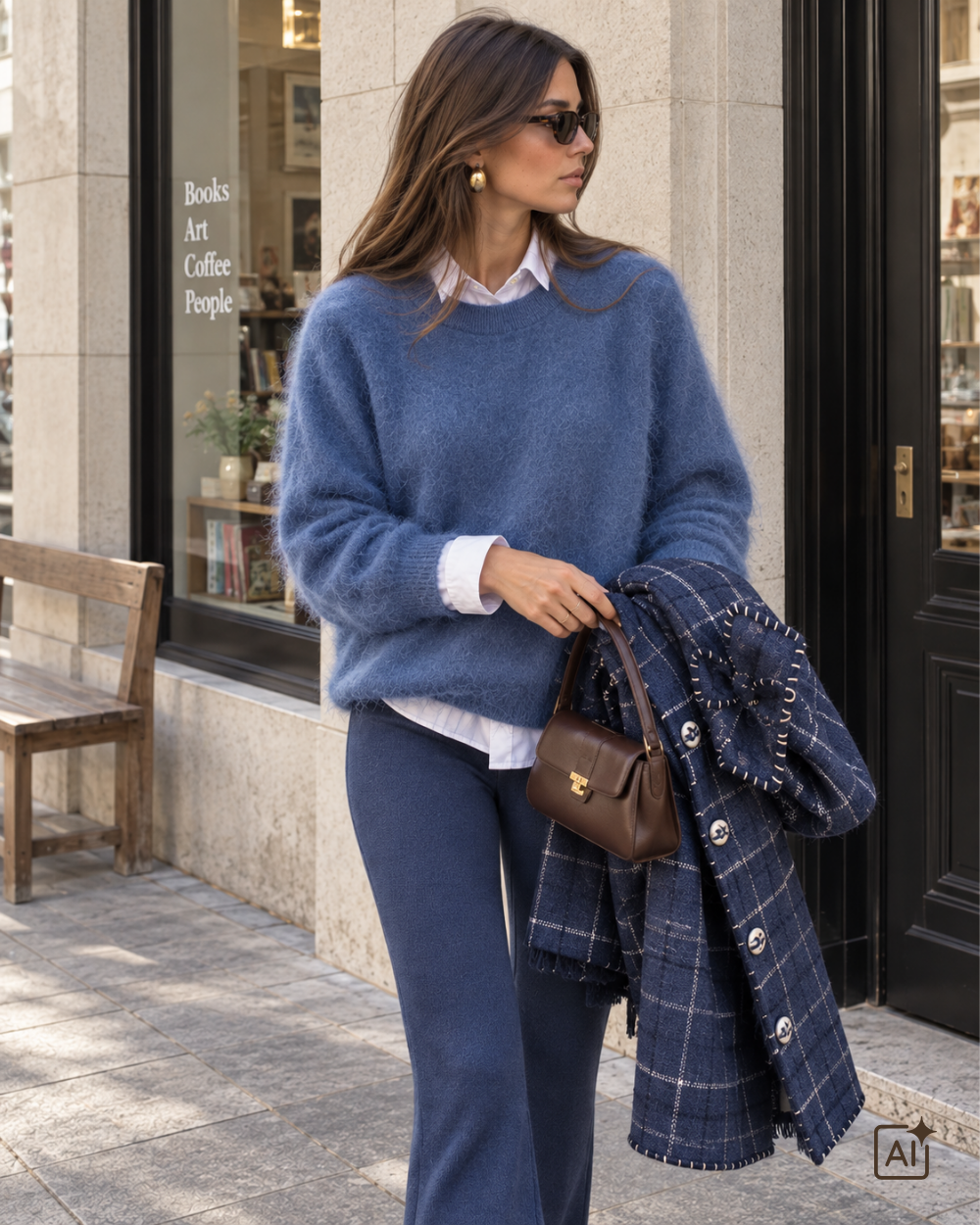 Brushed-Cashmere Pullover Marine