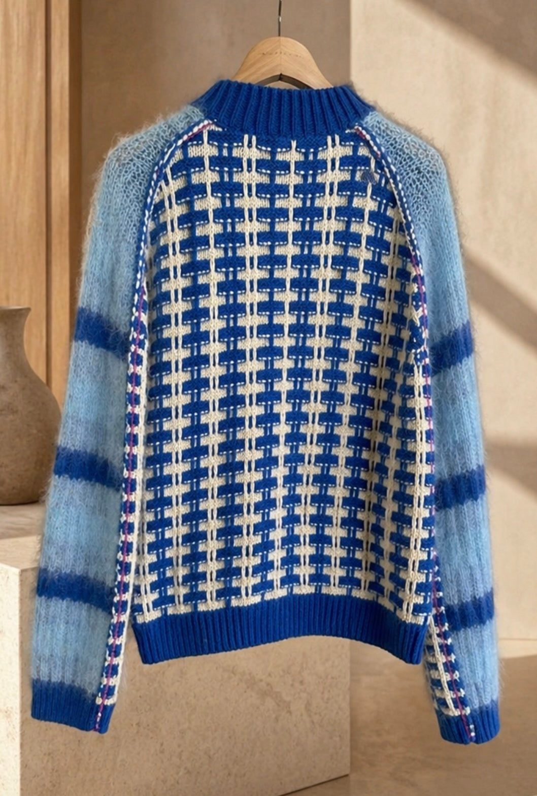 Gestreifte Strickjacke | Blau