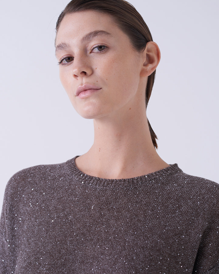 Strickpullover Kurzarm | Braun