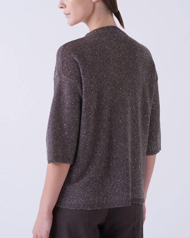 Strickpullover Kurzarm | Braun