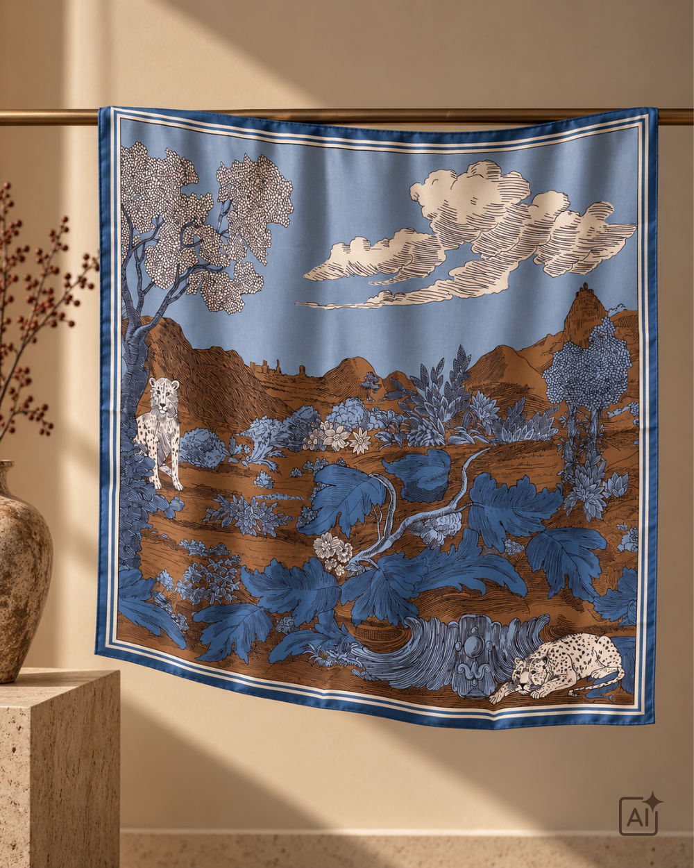 Tuch Leopard | Blau Braun