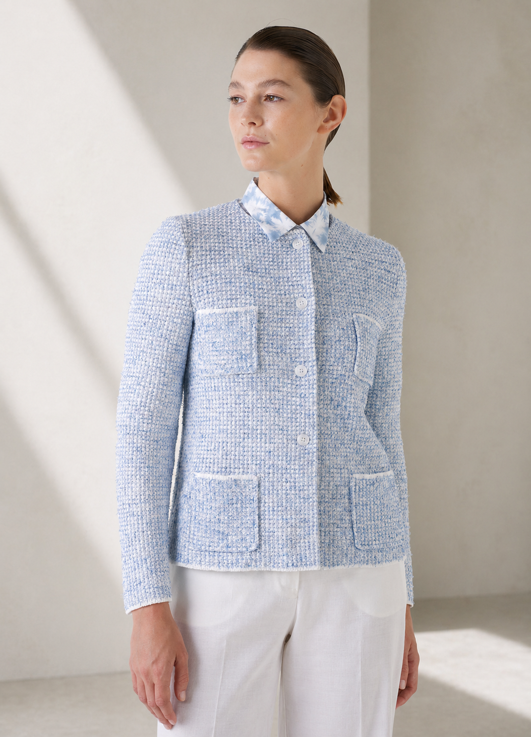 Strickjacke Tweed | Blau