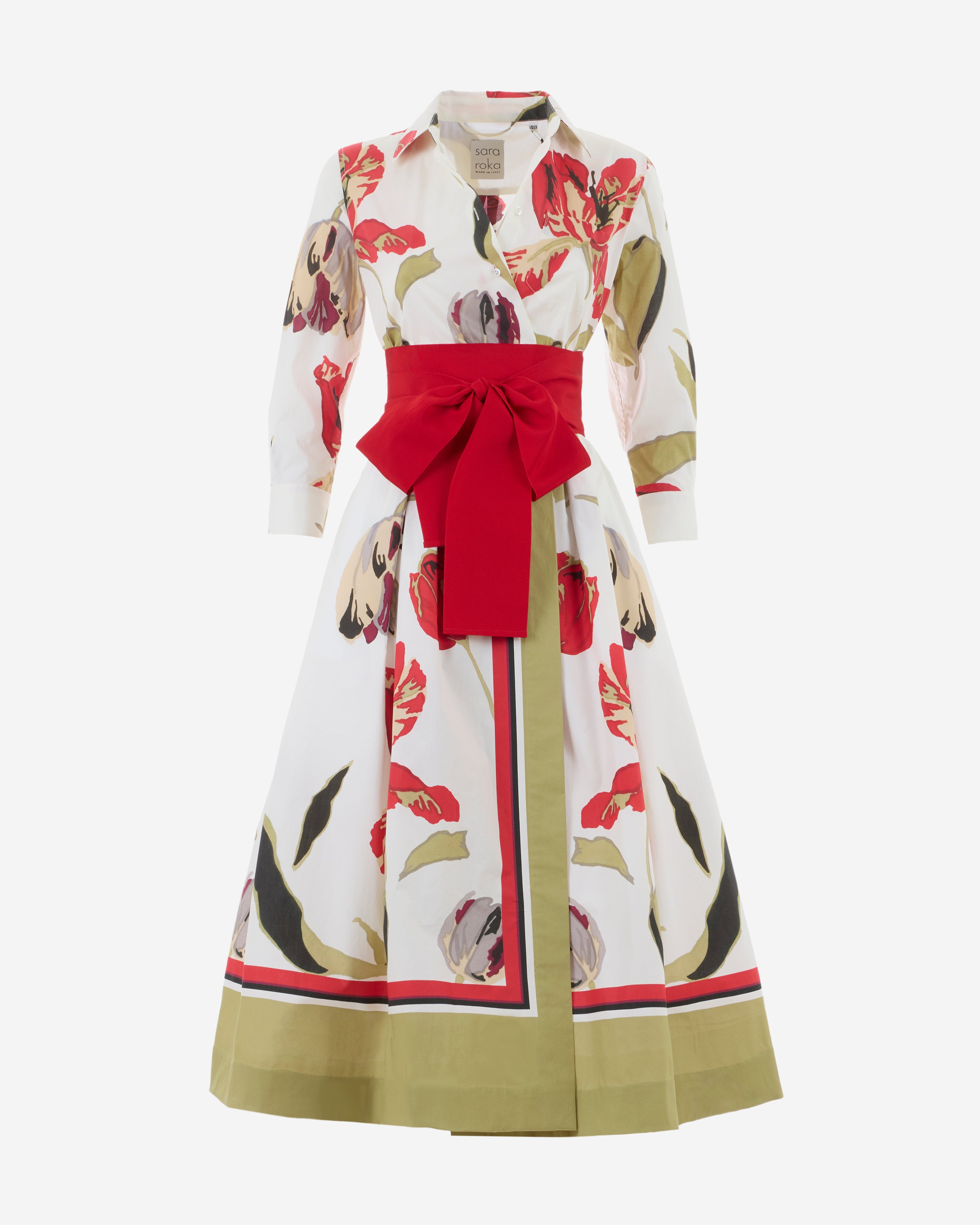 Langes Kleid mit Tulpenmotiv