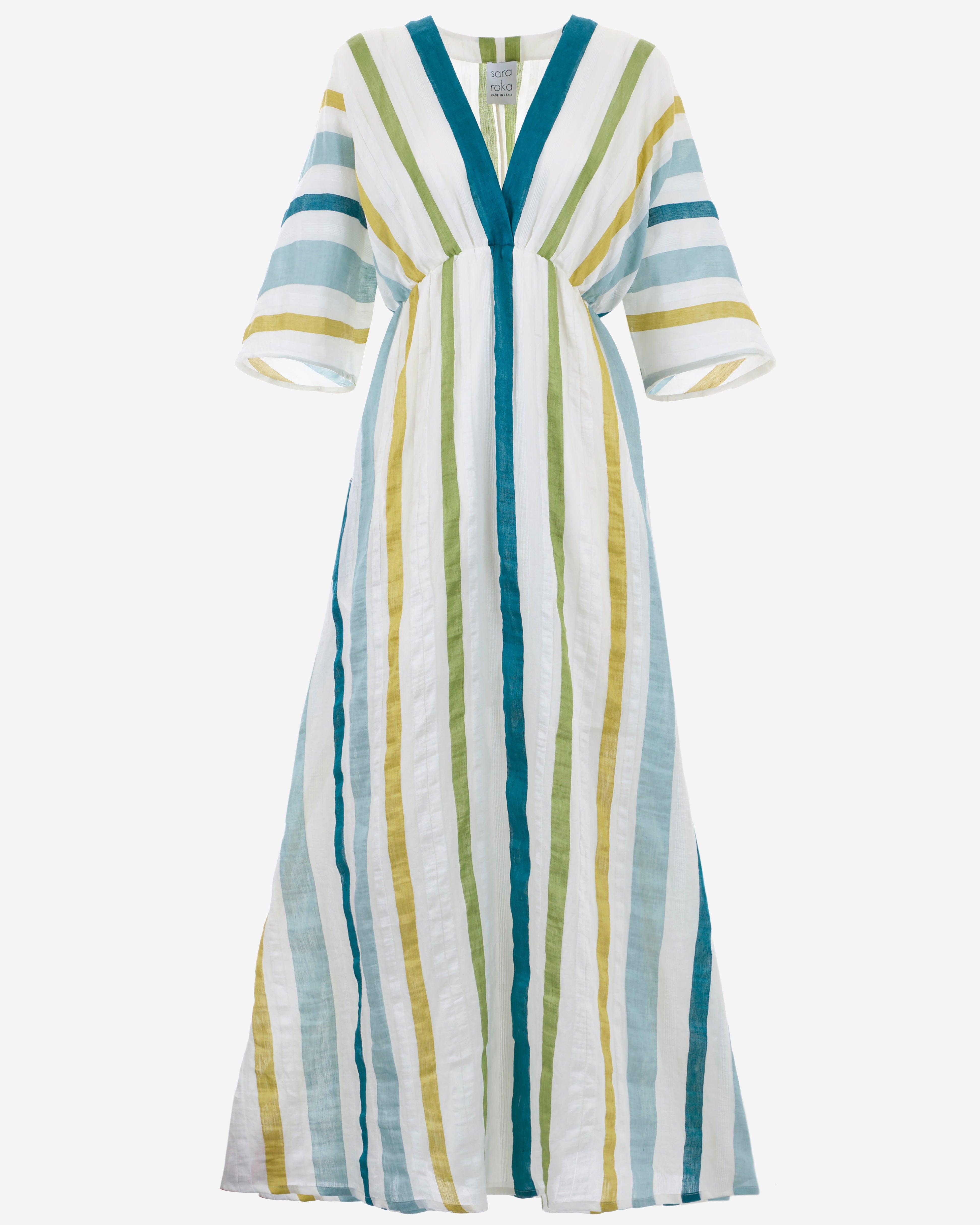 Gestreiftes Kleid | Blau Grün Weiß