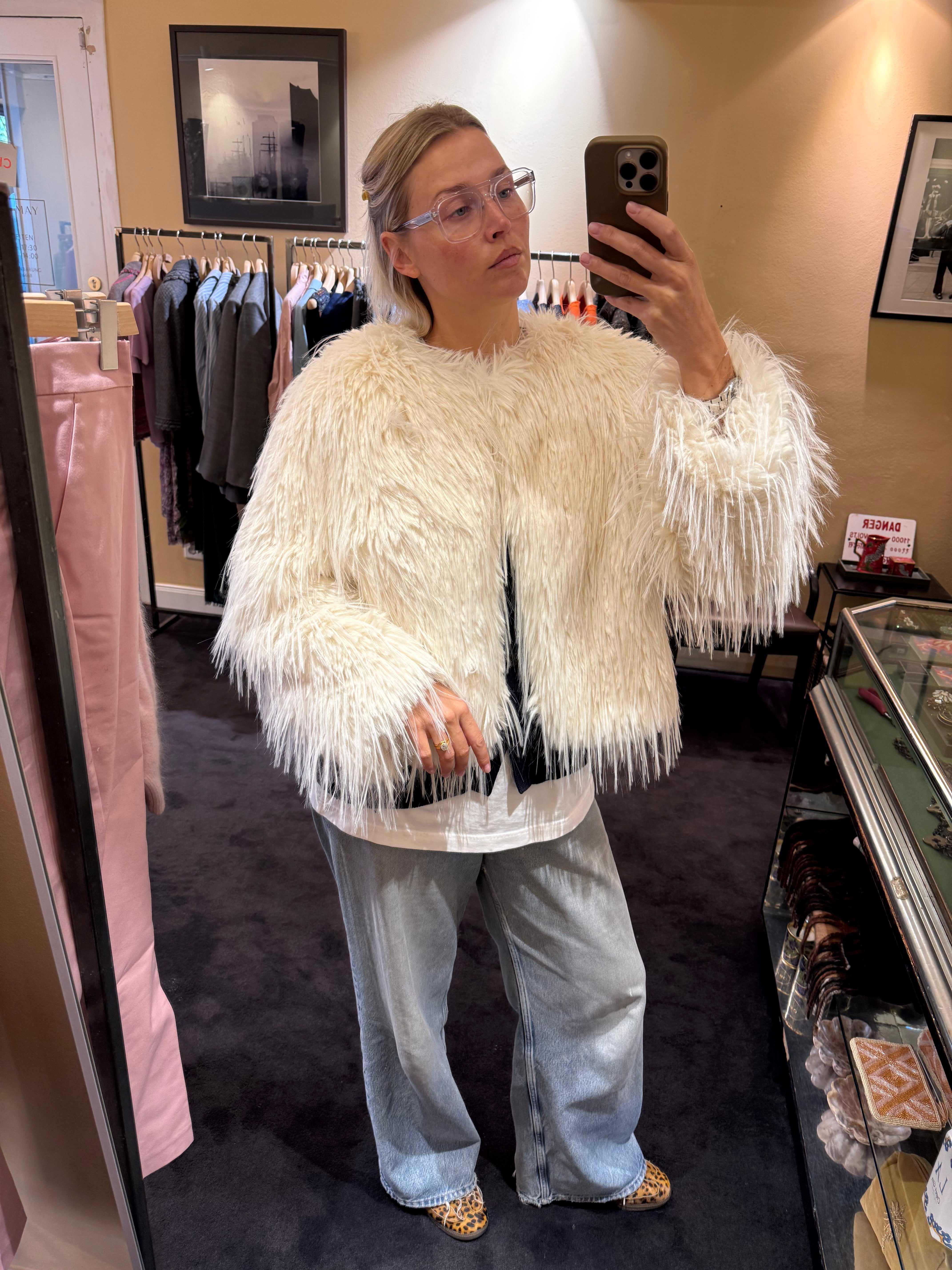 Fake Fur Jacke Off-White