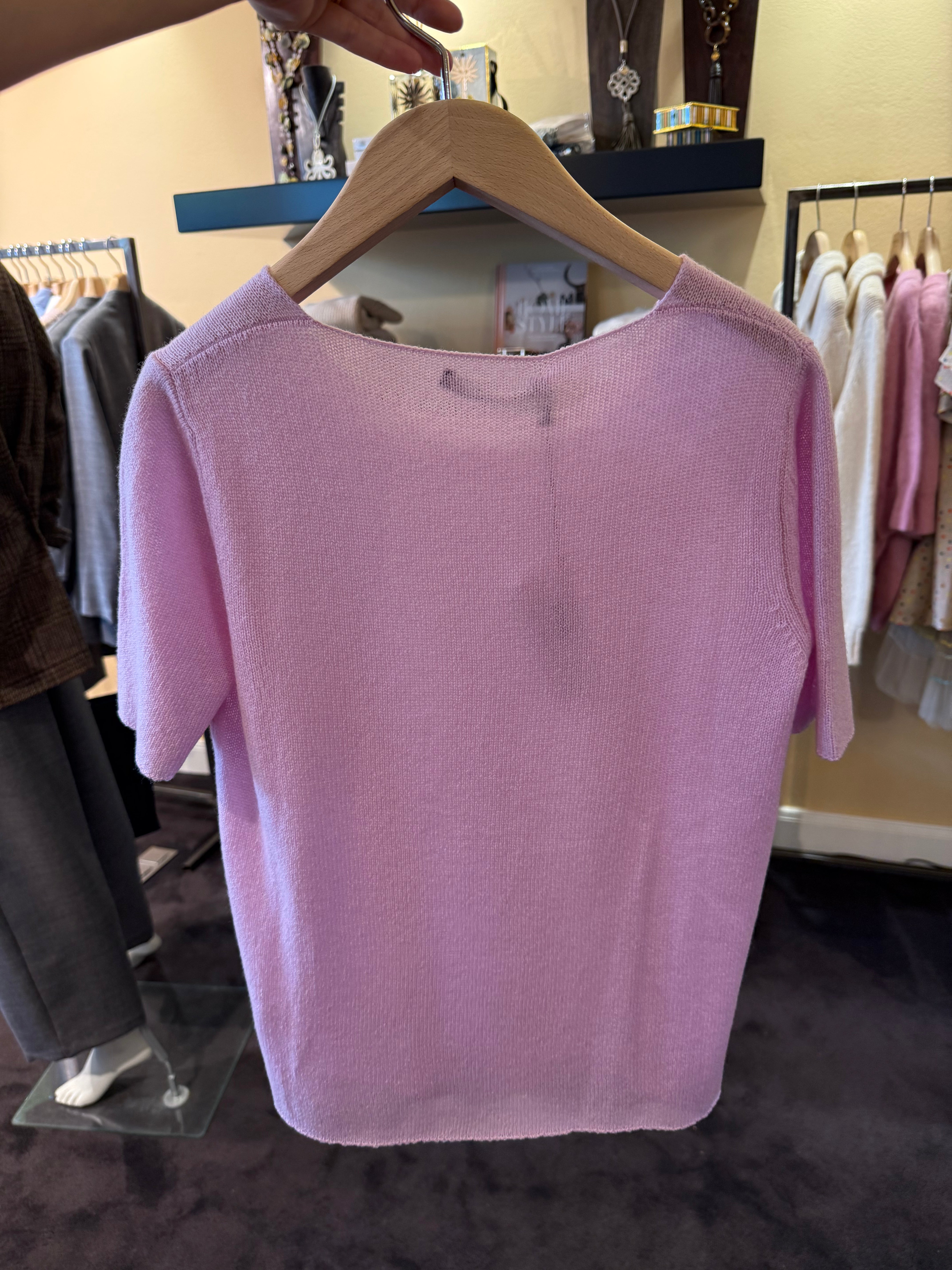 Kurzärmliges Strick Tshirt in Flieder