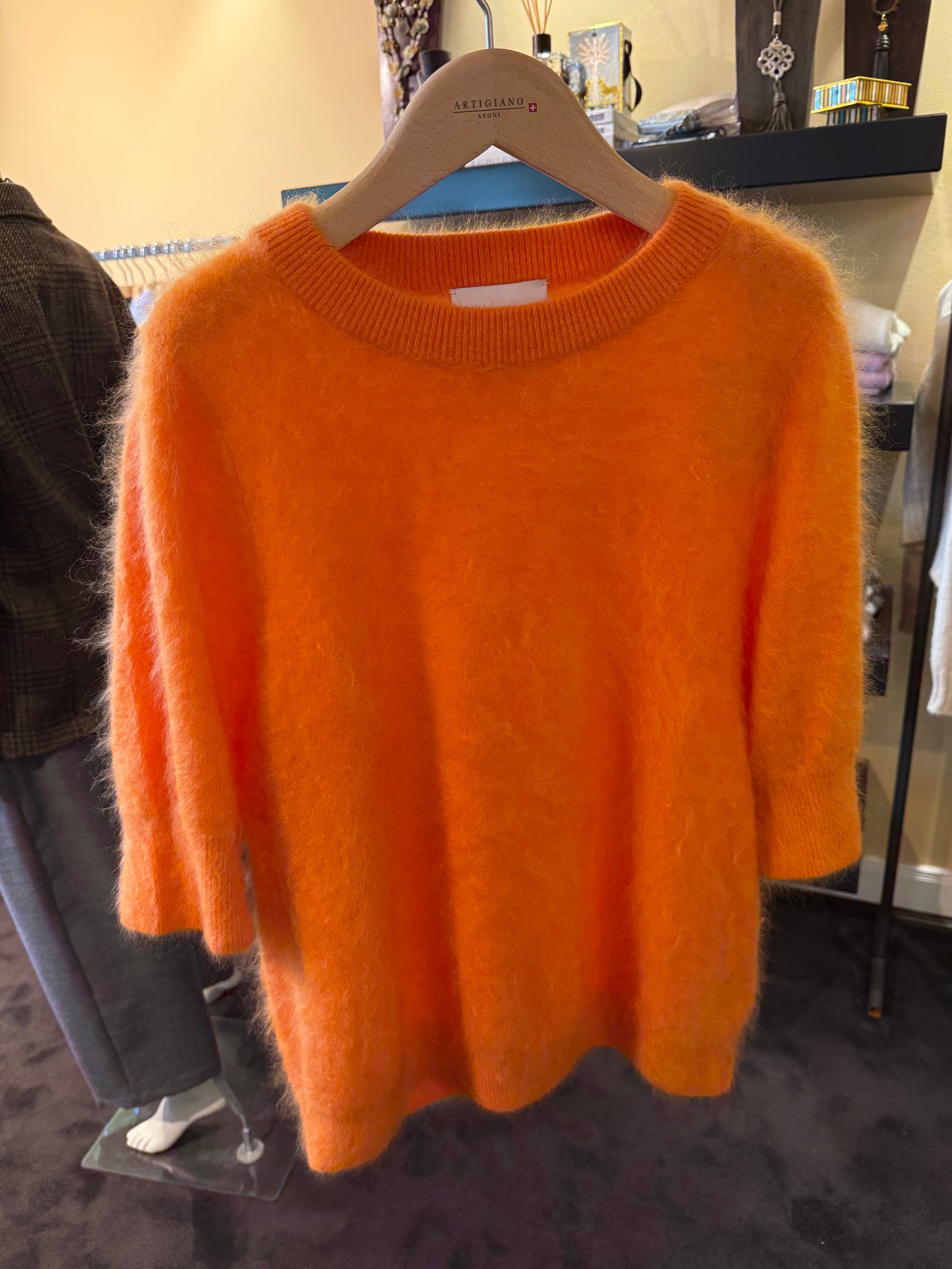 Brushed-Cashmere Tshirt in Orange