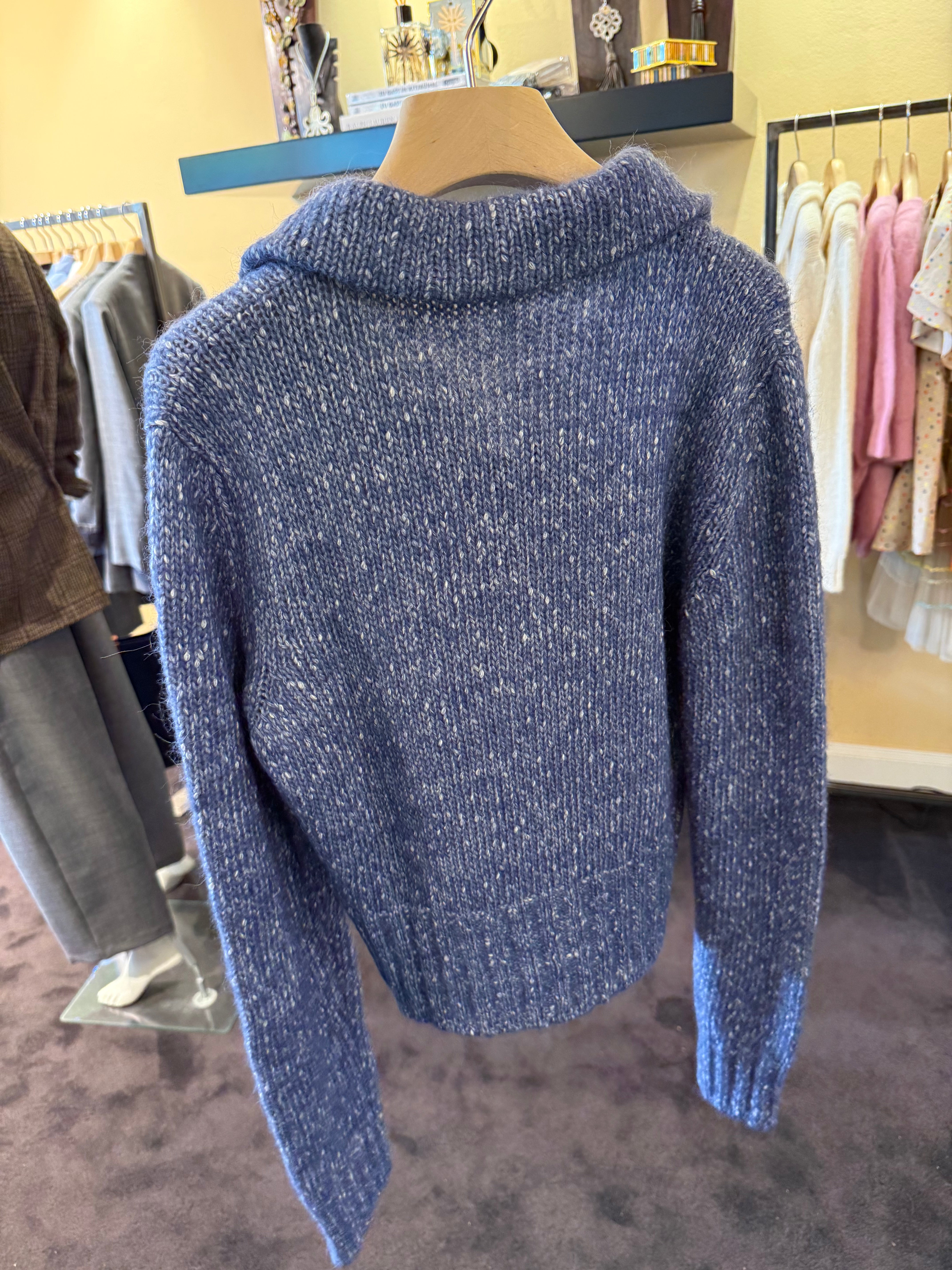 Strickjacke mit Kragen in Blau