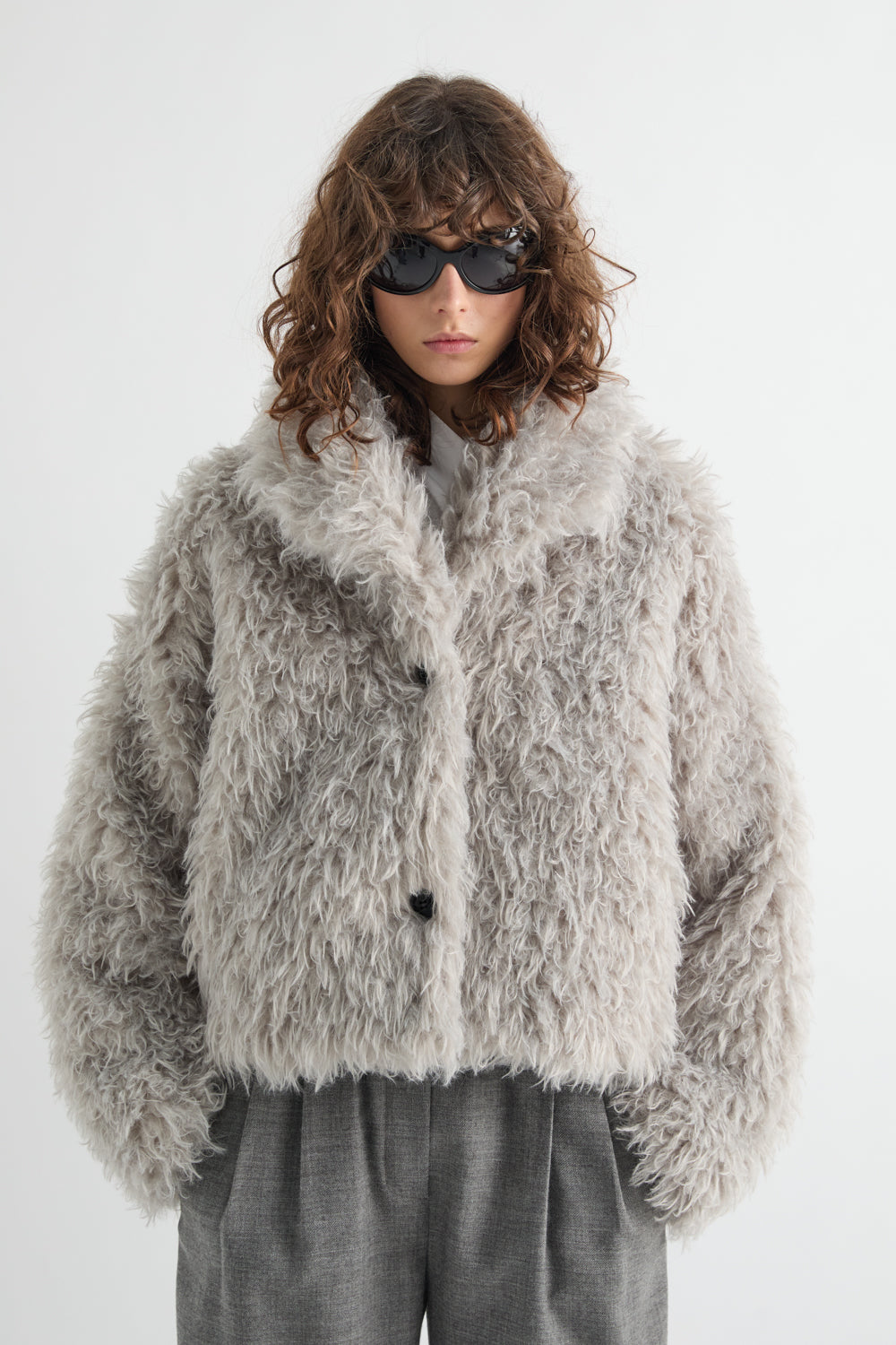 Teddy Jacke Grau