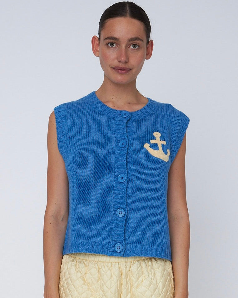 Stickweste mit Anker | Blau