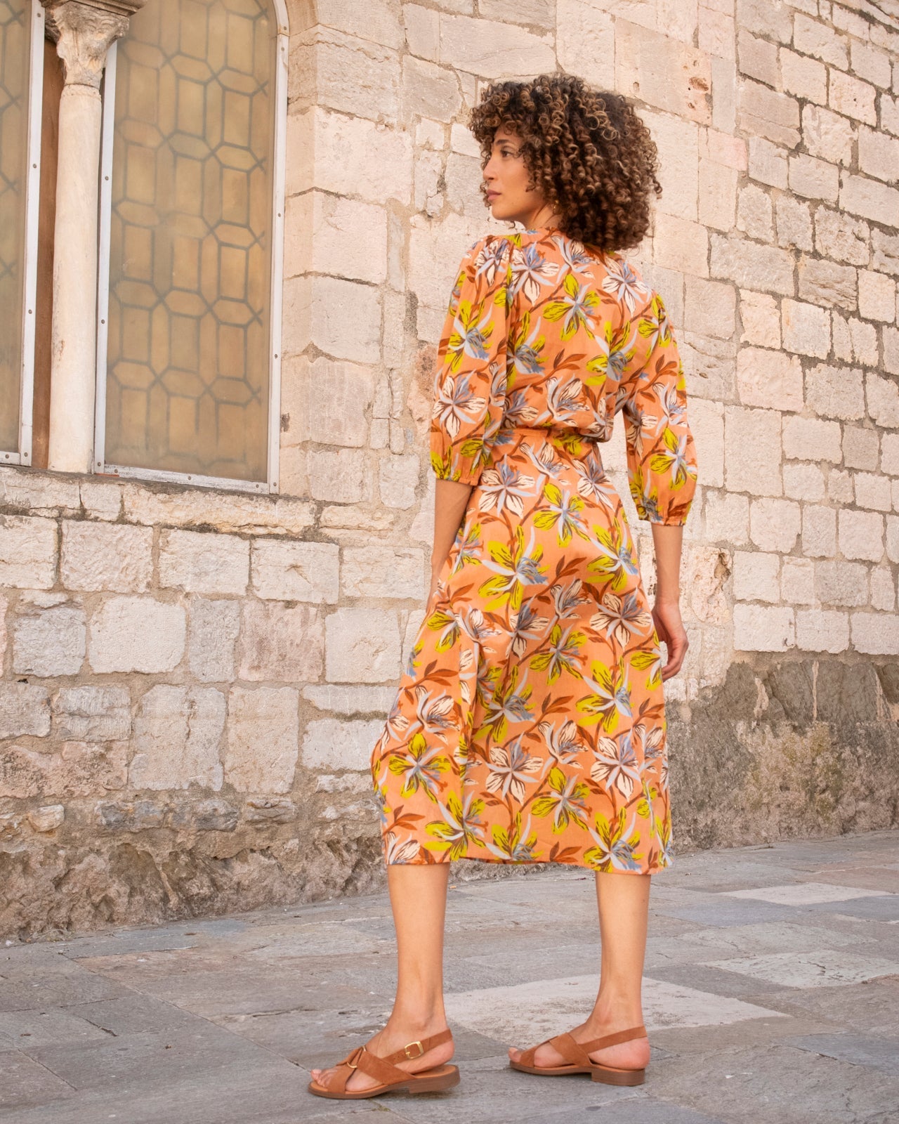 Gemustertes Kleid | Orange