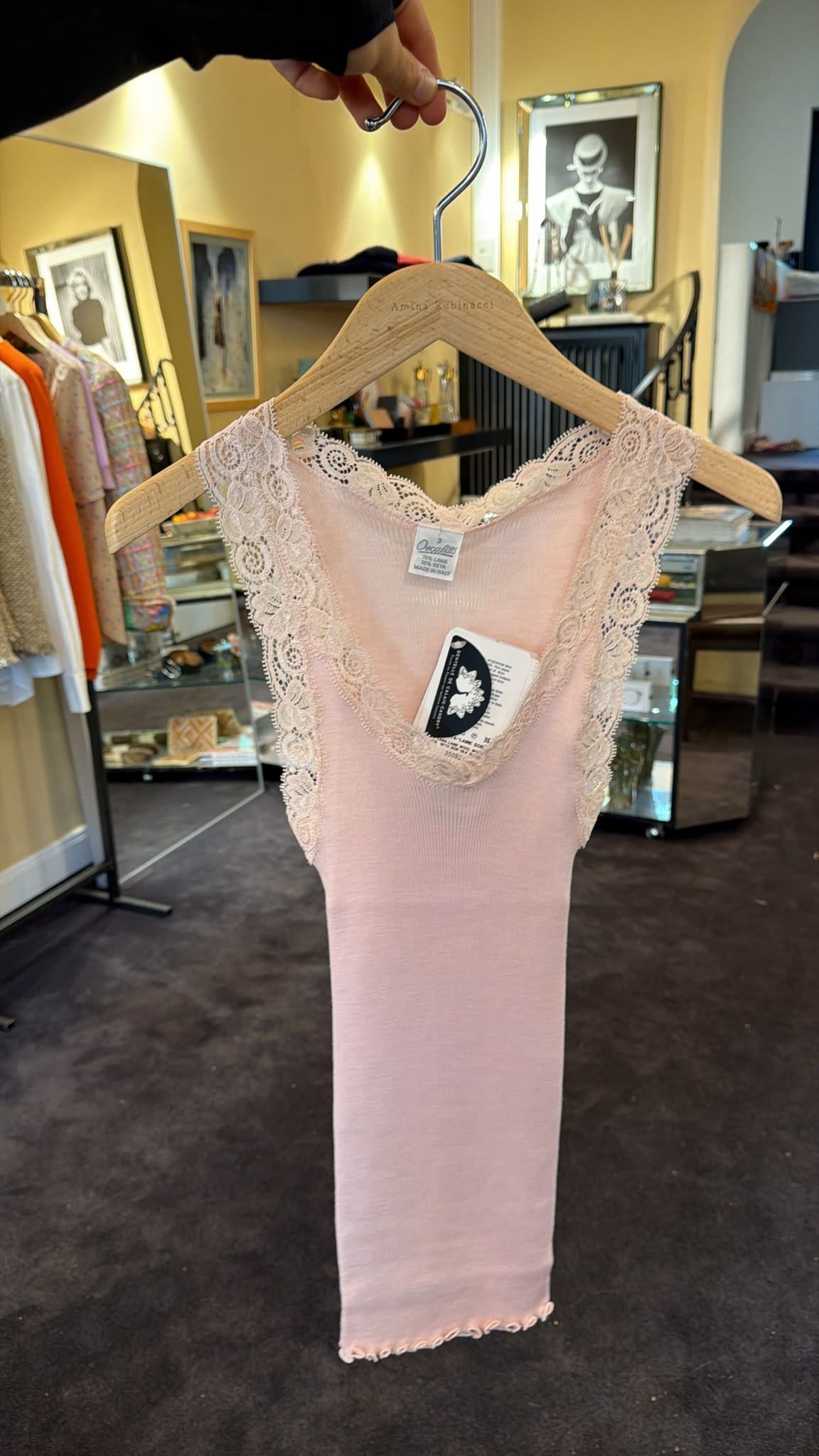 Tanktop mit Spitze in Rosa