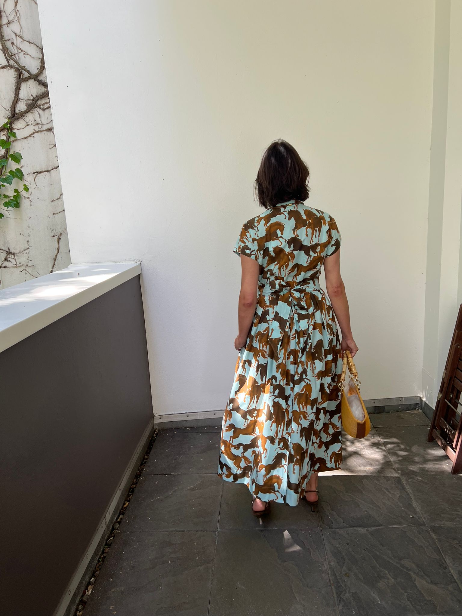 Midi-Hemdblusenkleid mit Pferde-Print