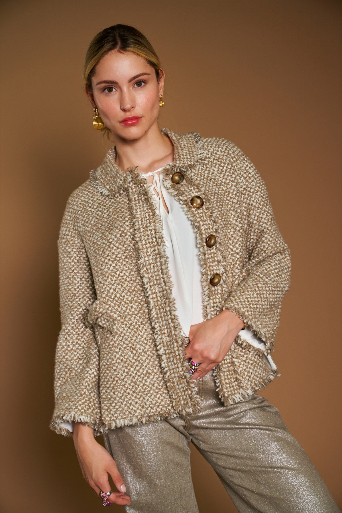 Jacke in Tweed | Beige