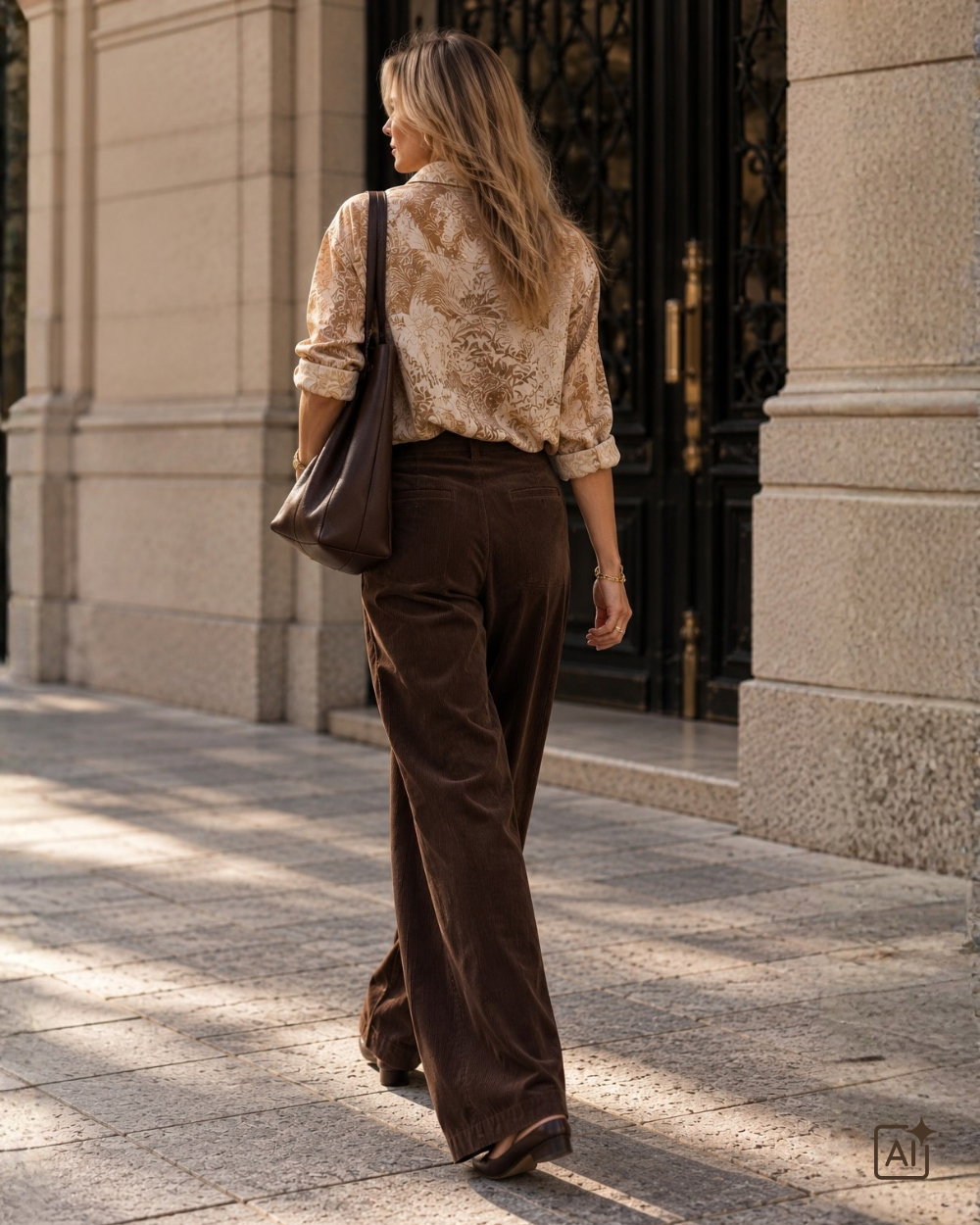 Seiden Bluse mit Blätter-Motiv