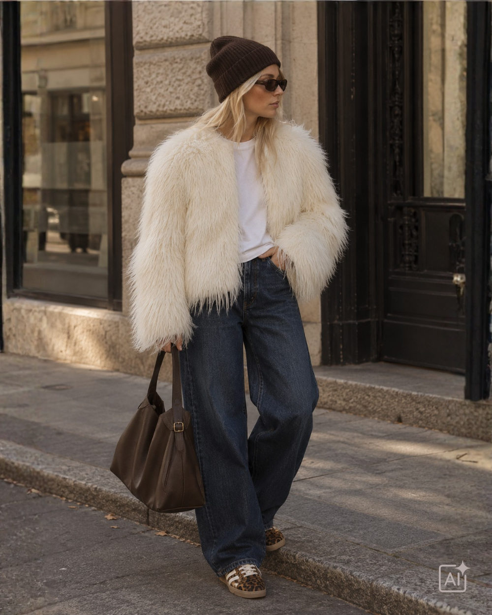 Fake Fur Jacke Off-White
