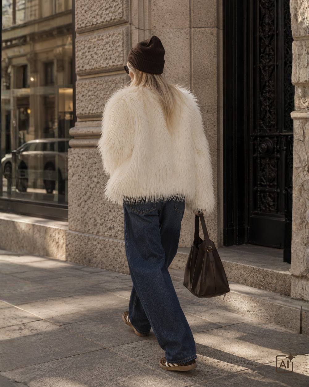 Fake Fur Jacke Off-White
