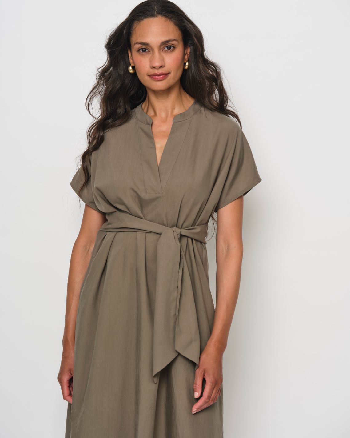 V-Neck Tie Dress