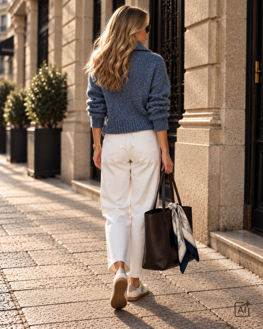 Strickjacke mit Kragen in Blau