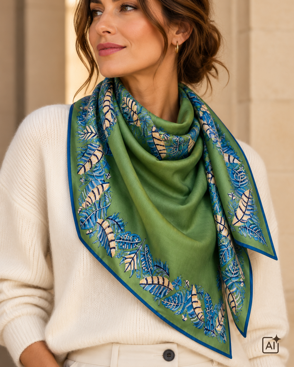 Tuch Feathers | Grün Blau