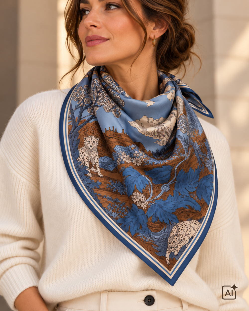 Tuch Leopard | Blau Braun