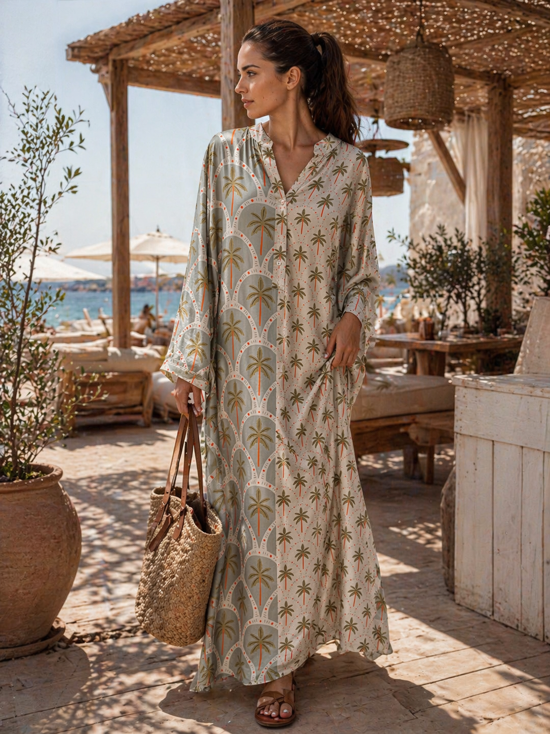 Kleid Luna Palm | Grün