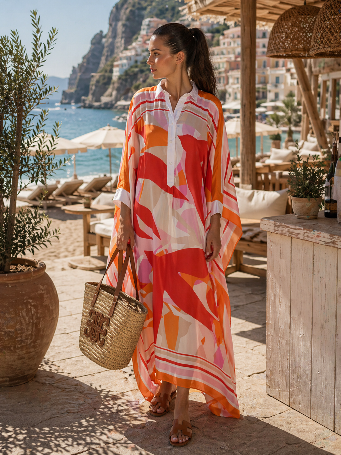Seidenkaftan | Orange