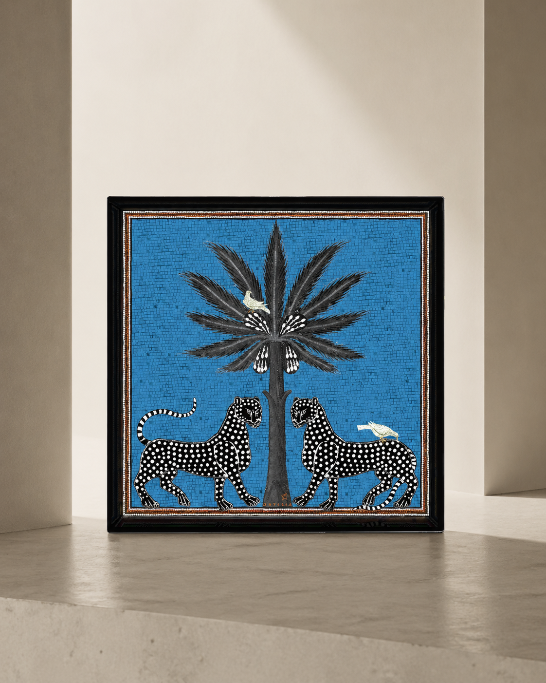 Quadratisches Tablett Palm | Blau