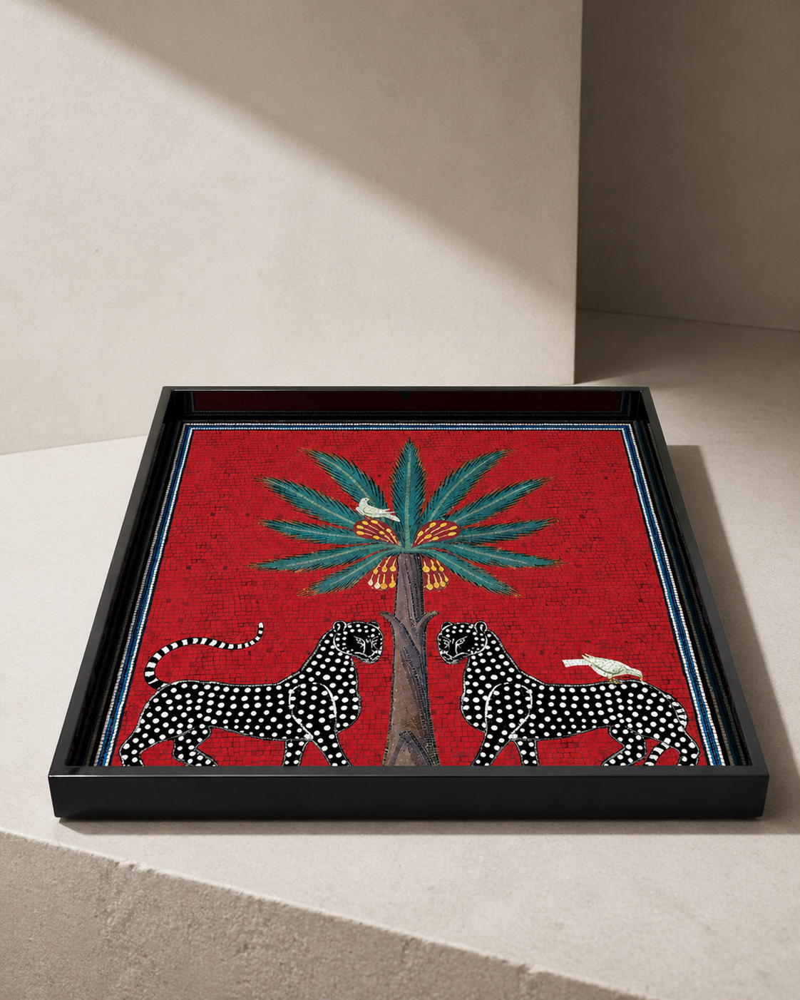 Quadratisches Tablett Palm | Rot