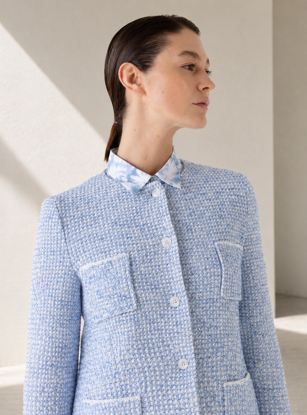 Strickjacke Tweed | Blau