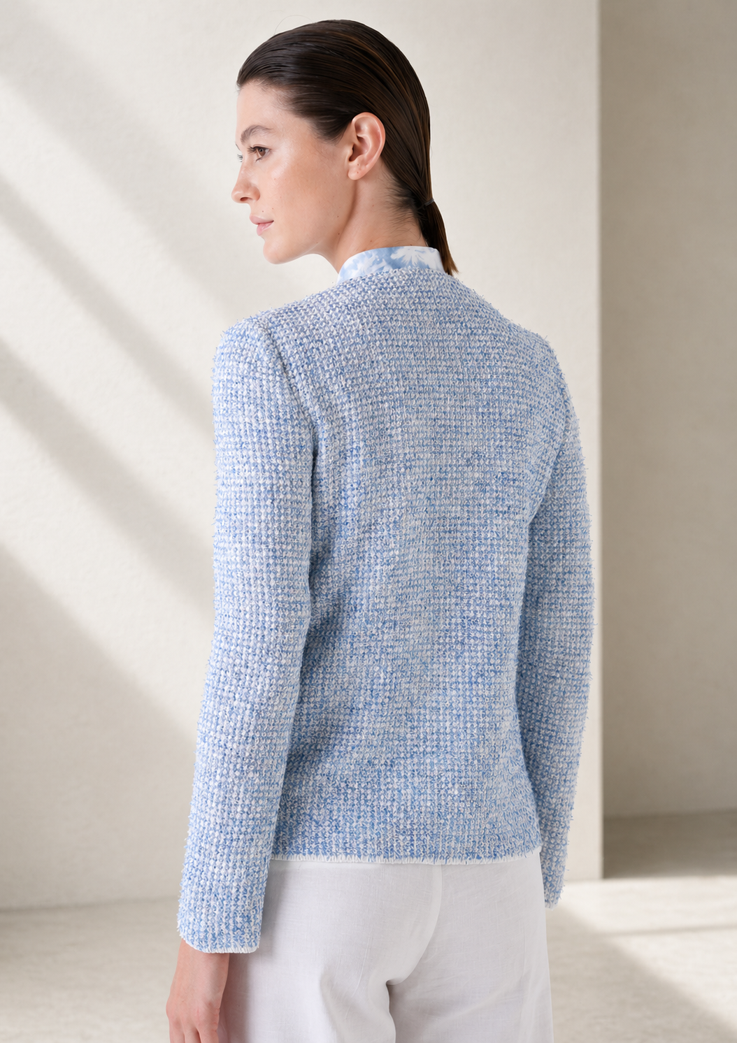 Strickjacke Tweed | Blau