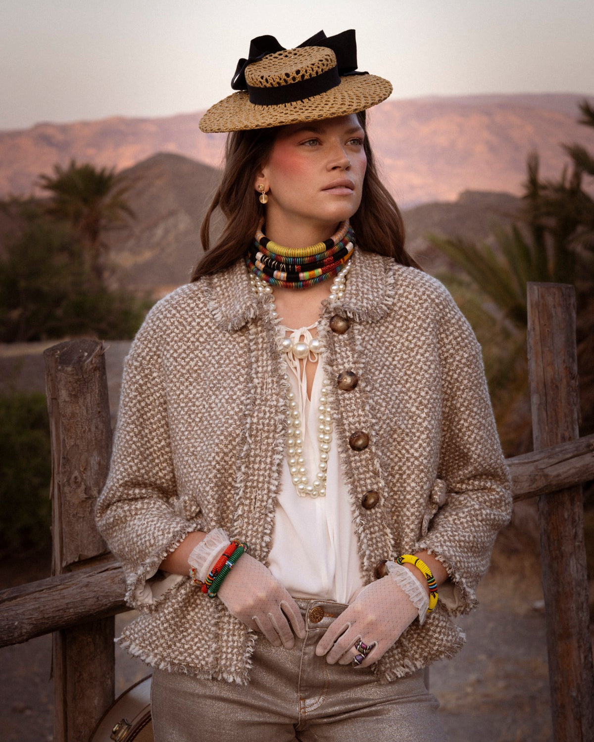 Jacke in Tweed | Beige