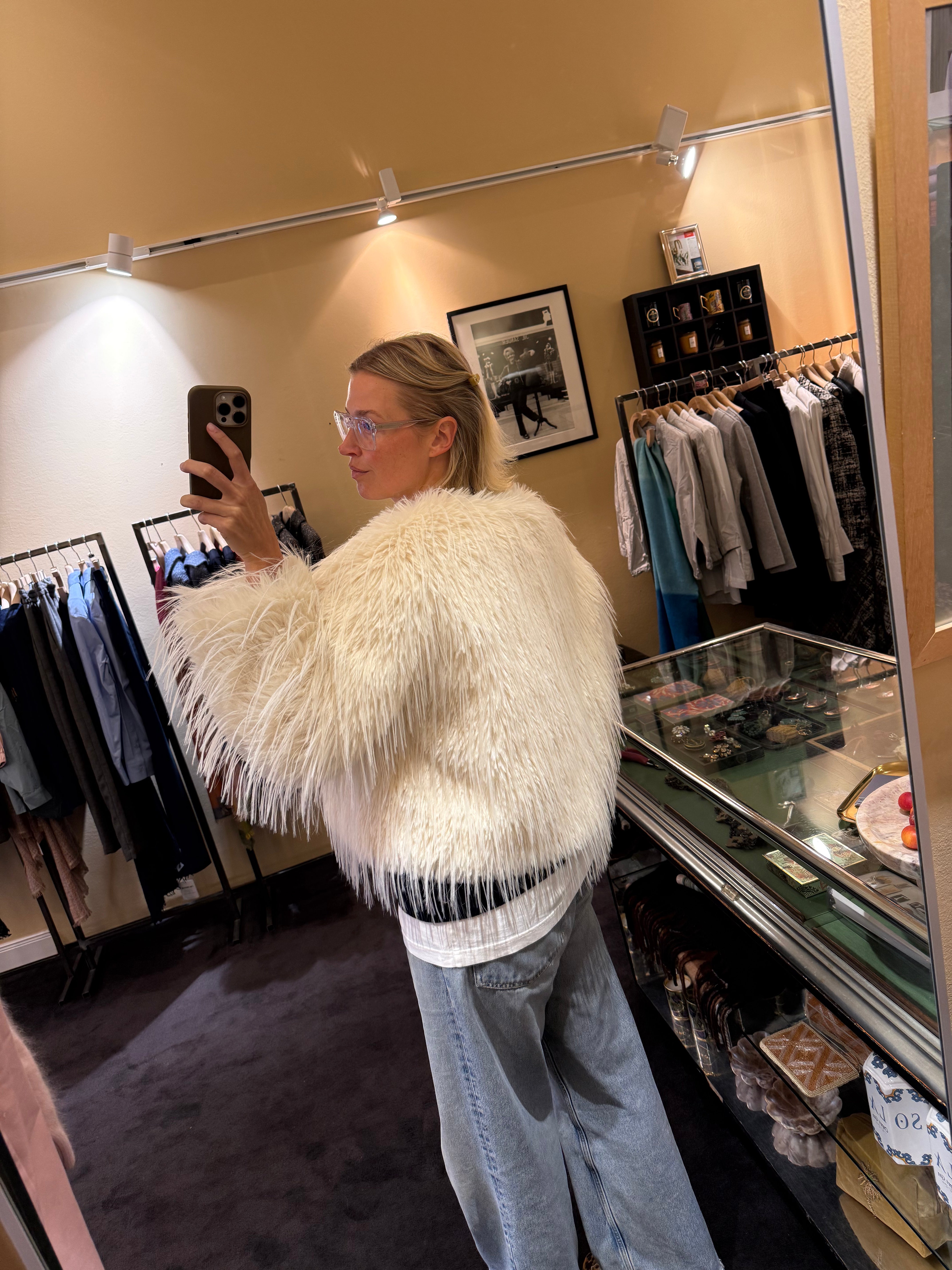 Fake Fur Jacke Off-White
