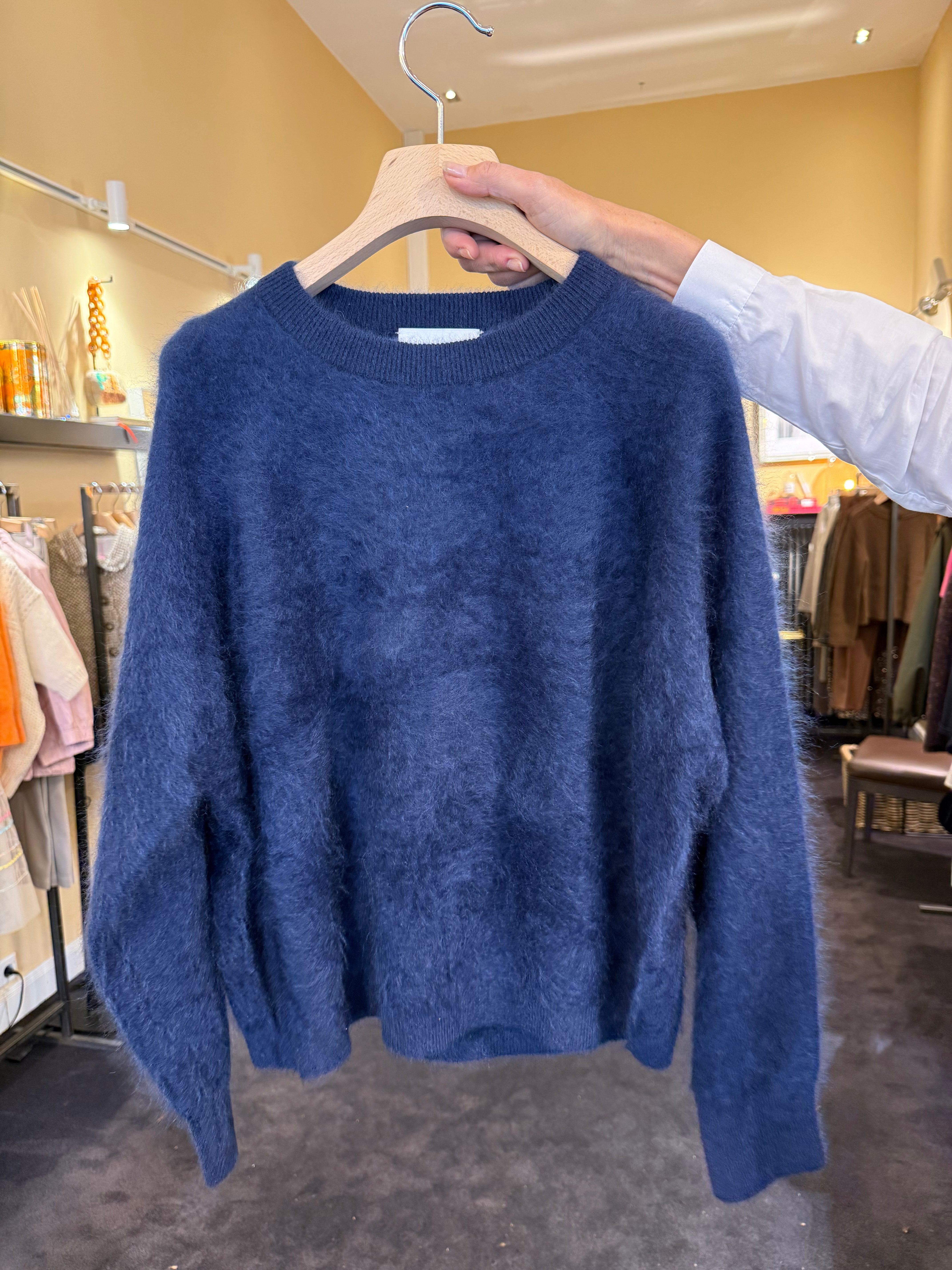 Brushed-Cashmere Pullover Marine