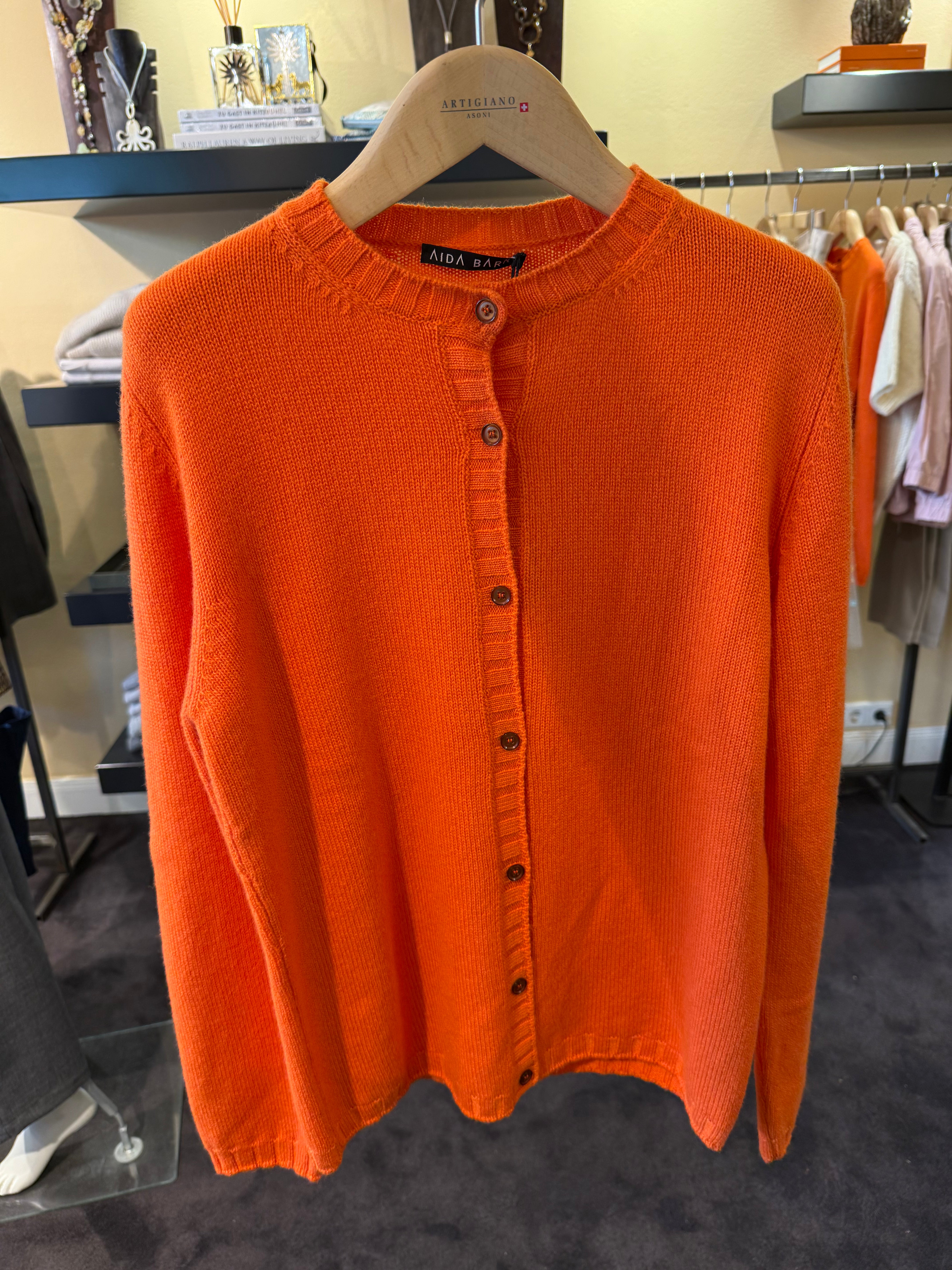 Cashmere Cardigian in Orange