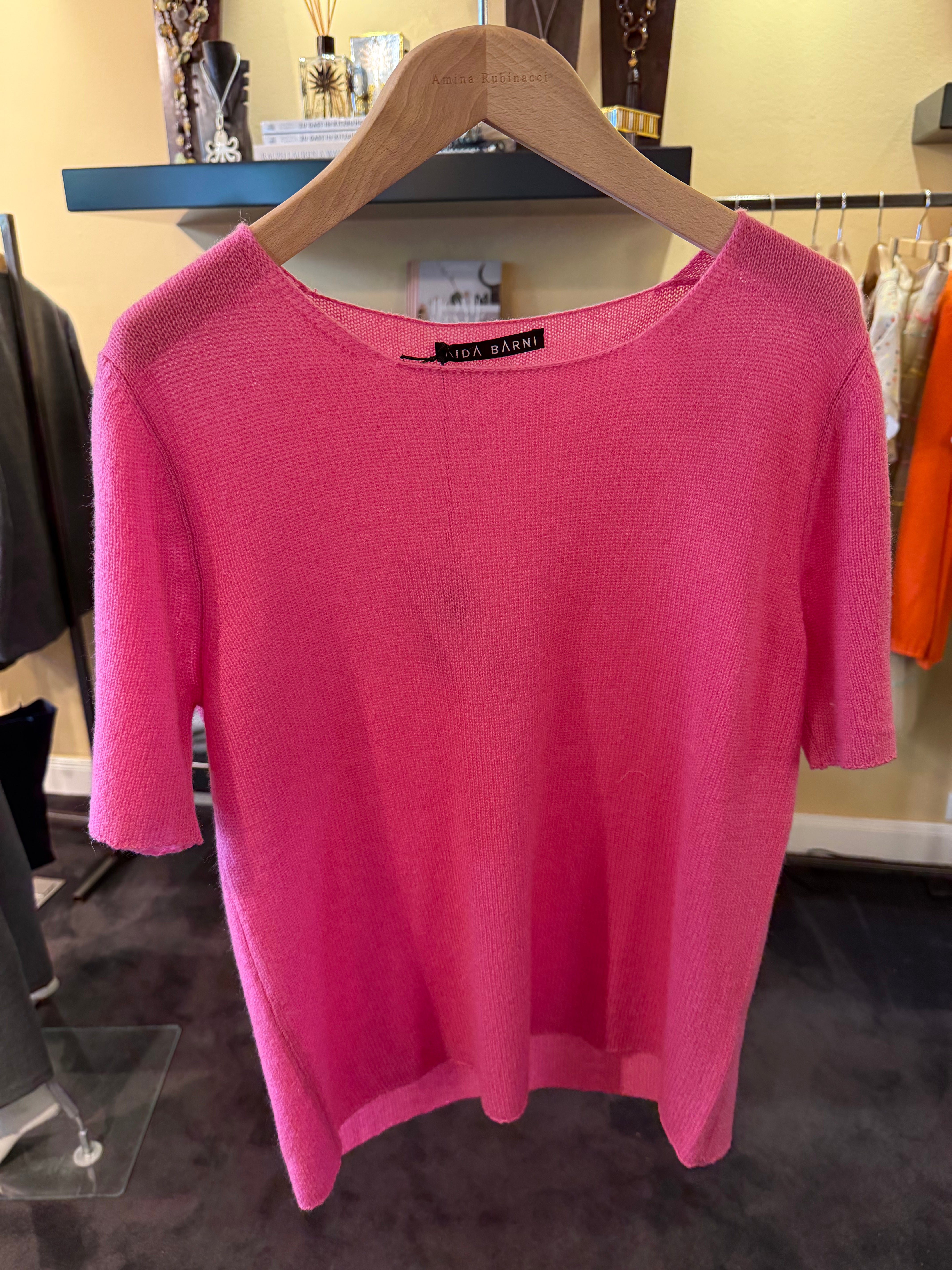 Kurzärmliges Strick Tshirt in Pink