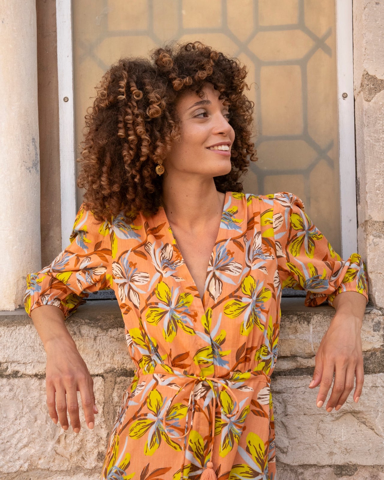 Gemustertes Kleid | Orange